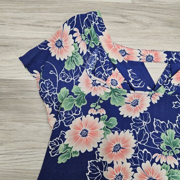 Maeve Anthropologie Womens Blue Floral Cut-Out Flowy Blouse Size 10 - Picture 3 of 10